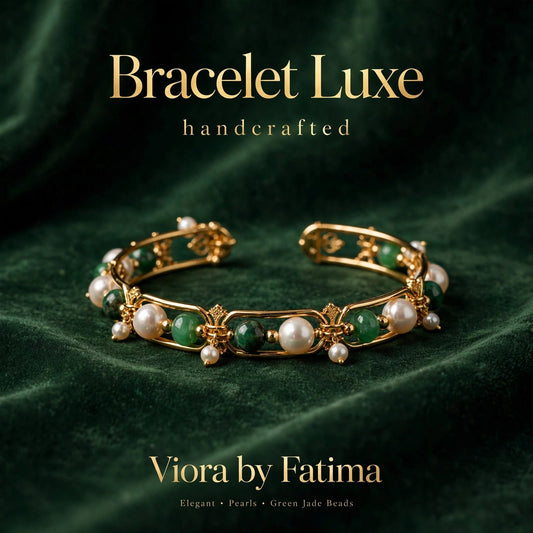 Bracelet Luxe – Green & Pearl Bead Bracelet